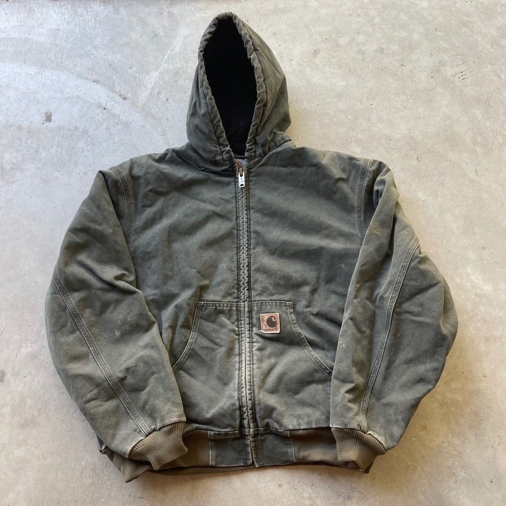 Vintage Carhartt J68 MOS Moss Green Active Jacket Thermal Lined XL USA Made